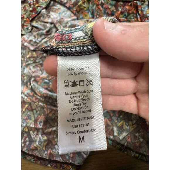 LulaRoe Aztec Midi Dress Size Medium Short Sleeve Stretch Colorful Artsy Classic - Picture 6 of 9